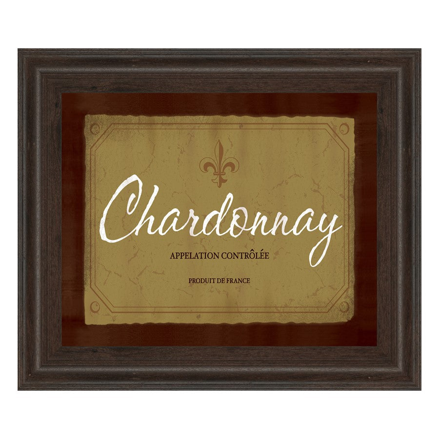 Classy Living Chardonnay Elegance Wall Art 26x22in | Transitional Cinnamon Mocha MDF Frame with Paper Art | Living Room & Dining Room Wine | Model 4712