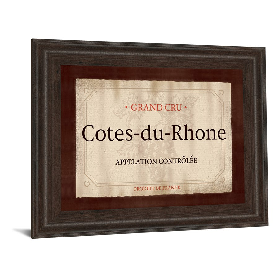 Classy Living Cotes-du-Rhone 26x22in Wall Art | Transitional Cinnamon Mocha MDF Frame with Real Glass | Kitchen & Dining Room Wine Decor | 1 | Model 4713