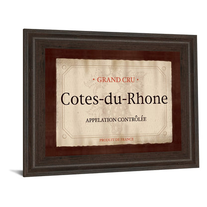 Classy Living Cotes-du-Rhone 26x22in Wall Art | Transitional Cinnamon Mocha MDF Frame with Real Glass | Kitchen & Dining Room Wine Decor | 1 | Model 4713
