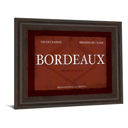 Classy Living Bordeaux Label Wall Art 26x22in | Transitional Cinnamon Mocha MDF Frame with Real Glass | Living Room & Office Wine Decor | 26 | Model 4714