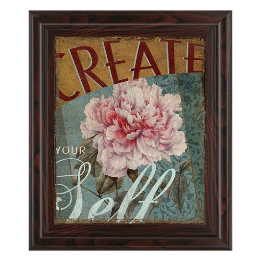 Classy Living Create Yourself 22x26in Wall Art | Antique/Vintage Cinnamon Mocha MDF Frame with Paper Art | Living Room & Bedroom | Model 4729