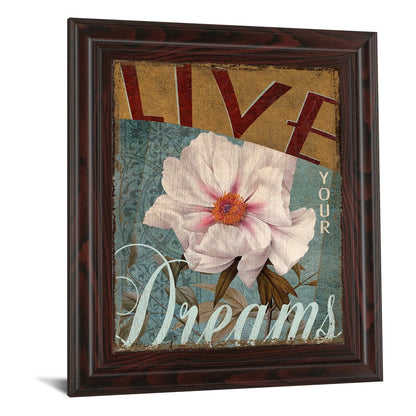 Classy Living Live Your Dream Wall Art 22x26in | Antique/Vintage Botanical Print in Cinnamon Mocha MDF Frame | Living Room & Bedroom | Model 4730