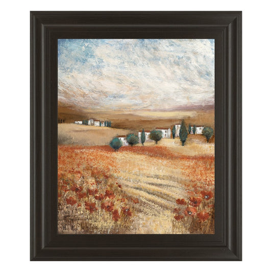 Classy Living Rustic Hilltown View Wall Art 22x26in | Contemporary Framed Print in Dark Chocolate MDF | Living Room & Office Decor | 22 x 26 | Model 4766