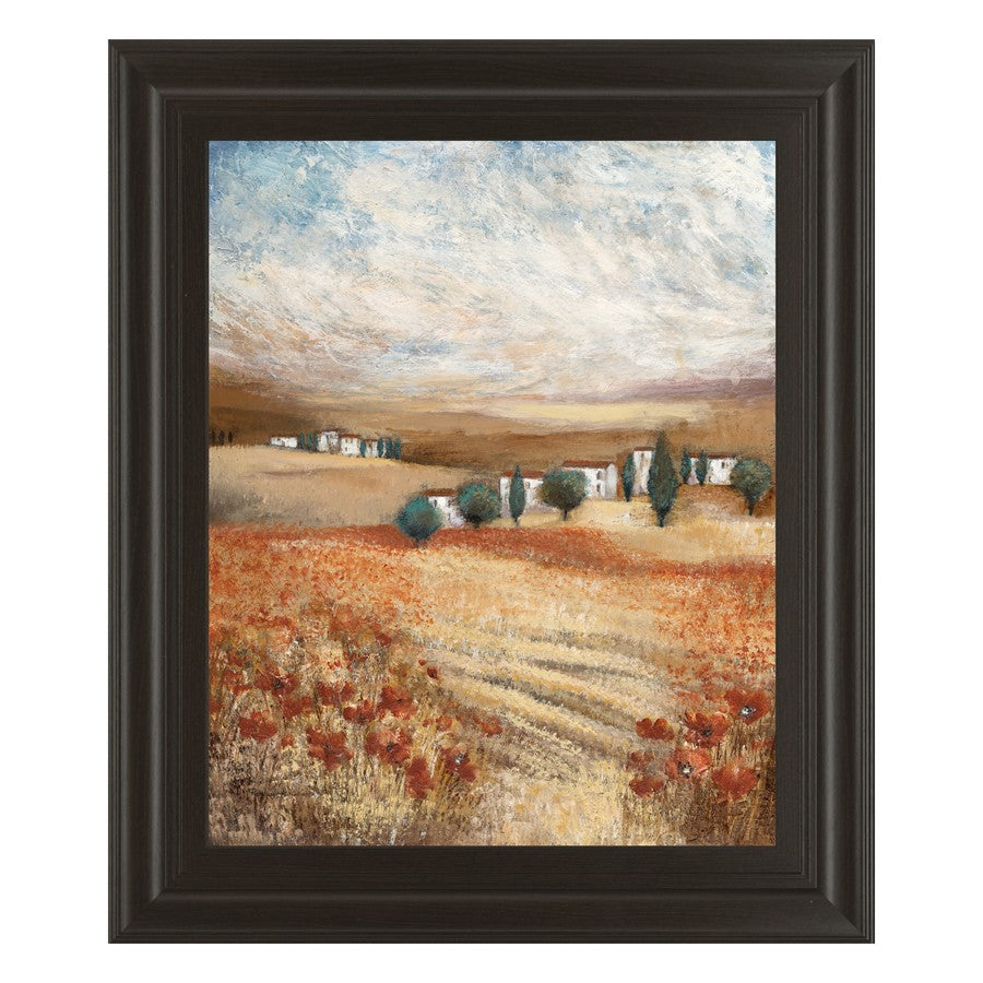 Classy Living Rustic Hilltown View Wall Art 22x26in | Contemporary Framed Print in Dark Chocolate MDF | Living Room & Office Decor | 22 x 26 | Model 4766