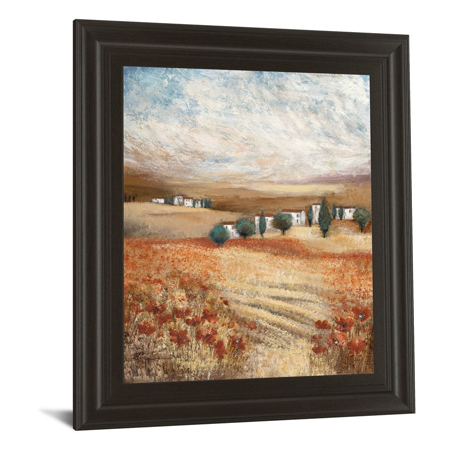 Classy Living Rustic Hilltown View Wall Art 22x26in | Contemporary Framed Print in Dark Chocolate MDF | Living Room & Office Decor | 22 x 26 | Model 4766