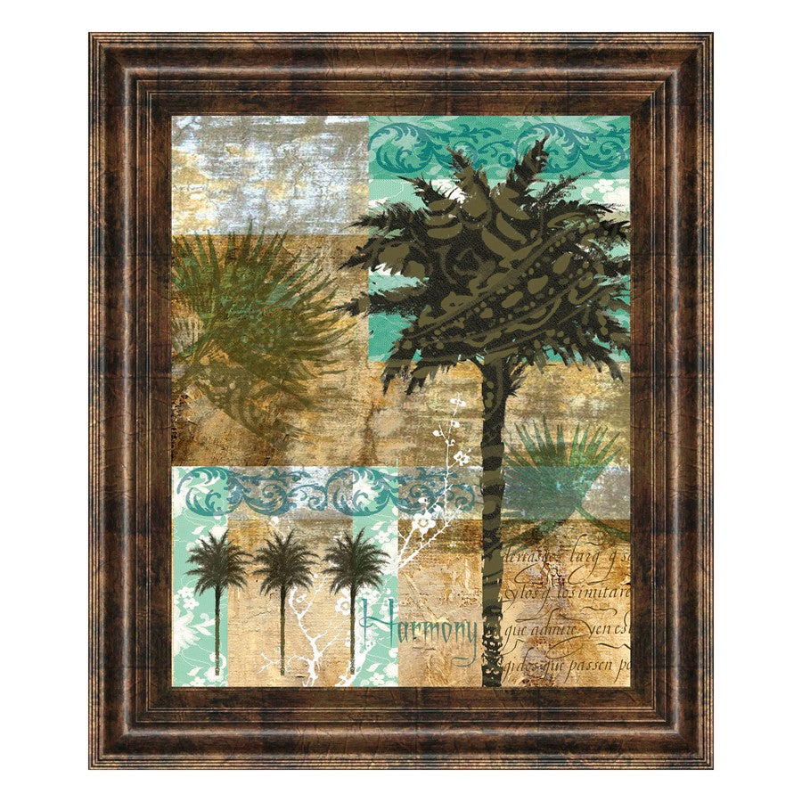 Classy Living Palm Harmony Wall Art 22x26in | Contemporary Multicolor Paper on MDF in Dark Chocolate Frame | Living Room & Office Botanical | Model 4798