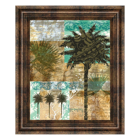 Classy Living Palm Harmony Wall Art 22x26in | Contemporary Multicolor Paper on MDF in Dark Chocolate Frame | Living Room & Office Botanical | Model 4798
