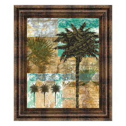 Classy Living Palm Harmony Wall Art 22x26in | Contemporary Multicolor Paper on MDF in Dark Chocolate Frame | Living Room & Office Botanical | Model 4798
