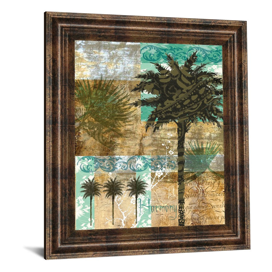 Classy Living Palm Harmony Wall Art 22x26in | Contemporary Multicolor Paper on MDF in Dark Chocolate Frame | Living Room & Office Botanical | Model 4798