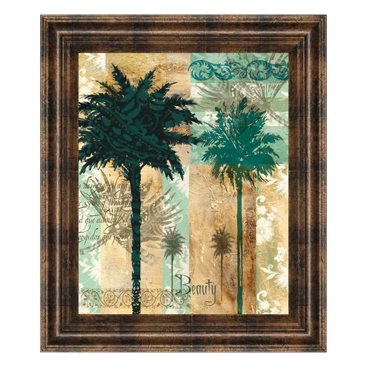 Classy Living Verdant Palms 22x26in Wall Art | Contemporary Multicolor Paper Print in Dark Chocolate MDF Frame | Living Room & Bedroom Decor | Model 4799