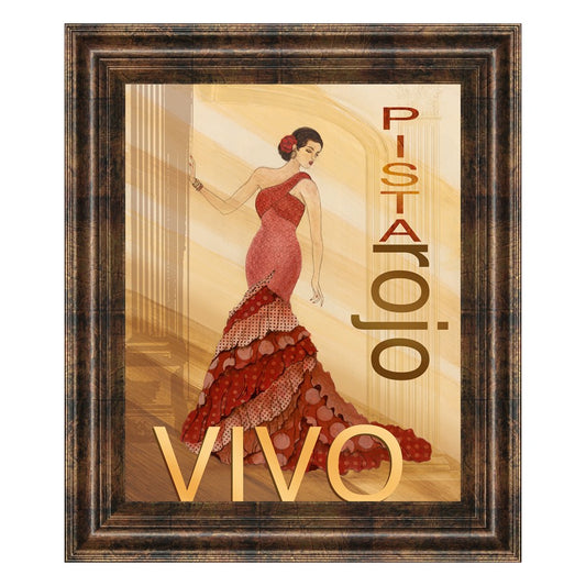 Classy Living Elegant Red Dress Wall Art 22x26in | Contemporary Paper Art in Dark Chocolate MDF Frame | Living Room & Office Decor | 22 x 26 | Model 4805