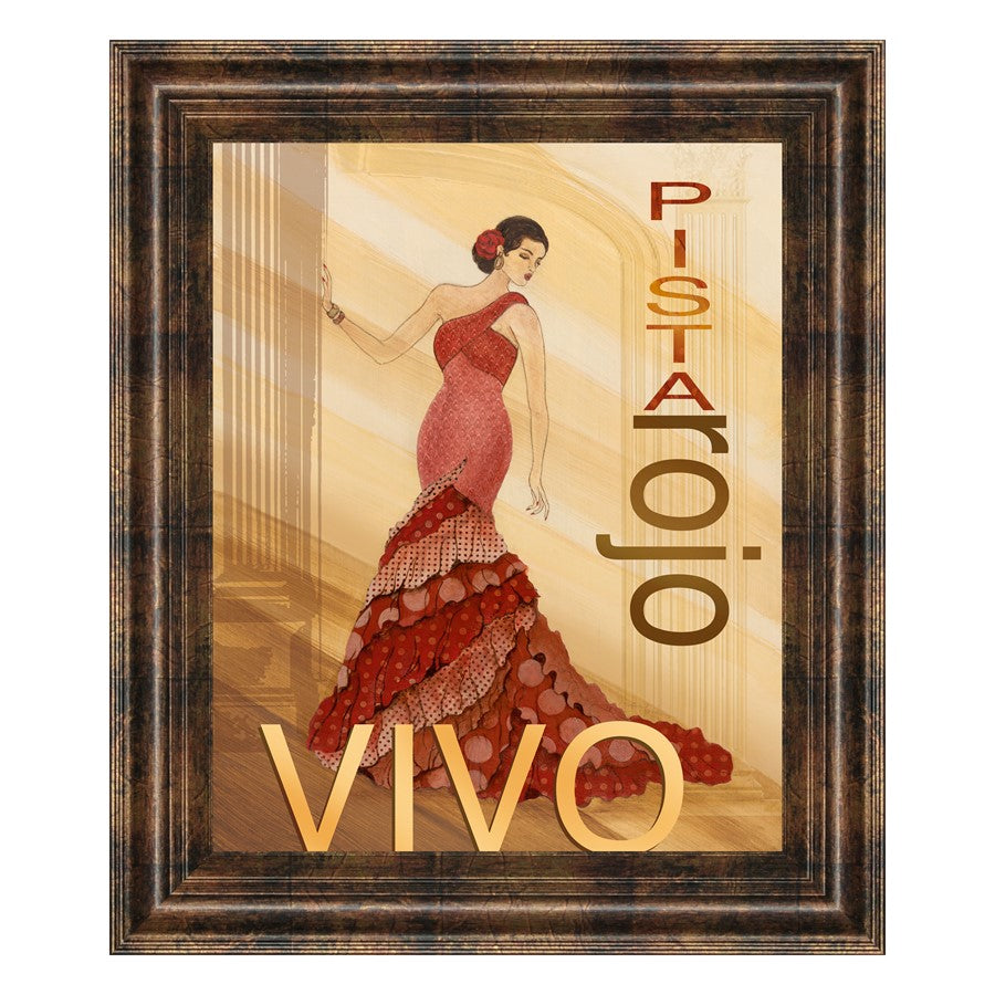 Classy Living Elegant Red Dress Wall Art 22x26in | Contemporary Paper Art in Dark Chocolate MDF Frame | Living Room & Office Decor | 22 x 26 | Model 4805