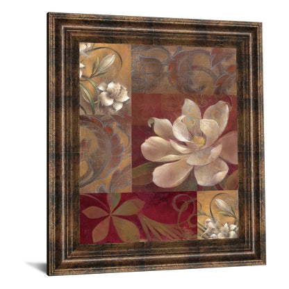 Classy Living Elegant Botanical Bloom 22x26in Wall Art | Contemporary Multicolor Floral on Paper in Dark Chocolate MDF Frame | Living Room & | Model 4806