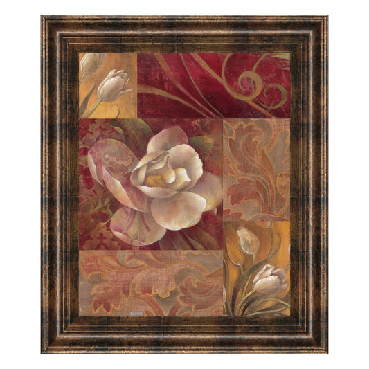 Classy Living Elegant Blooms 22x26in Wall Art | Contemporary Multicolor Floral on Paper in Dark Chocolate MDF Frame | Living Room & Office | Model 4807