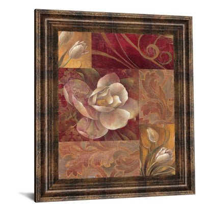 Classy Living Elegant Blooms 22x26in Wall Art | Contemporary Multicolor Floral on Paper in Dark Chocolate MDF Frame | Living Room & Office | Model 4807