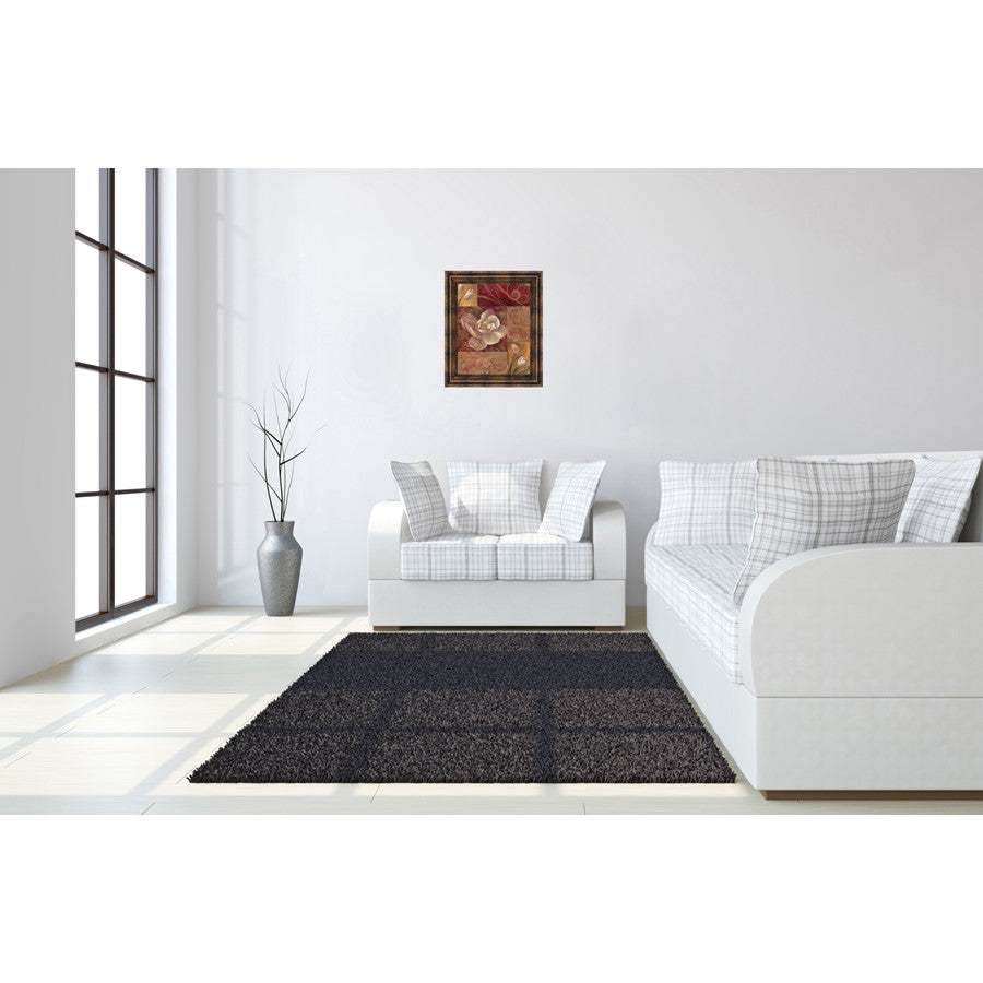 Classy Living Elegant Blooms 22x26in Wall Art | Contemporary Multicolor Floral on Paper in Dark Chocolate MDF Frame | Living Room & Office | Model 4807