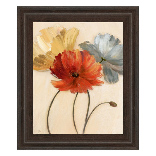 Classy Living Poppy Palette 22x26in Wall Art | Traditional Floral Print in Cinnamon Mocha MDF Frame | Living Room & Bedroom Decor | 22 x 26 x | Model 4814