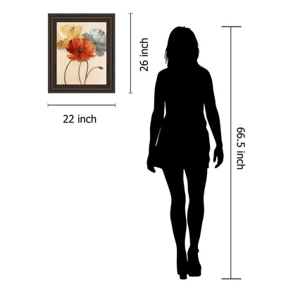 Classy Living Poppy Palette 22x26in Wall Art | Traditional Floral Print in Cinnamon Mocha MDF Frame | Living Room & Bedroom Decor | 22 x 26 x | Model 4814