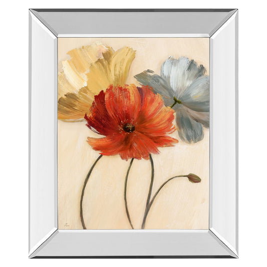 Classy Living Poppy Palette 22x26in Wall Art | Traditional Floral Multicolor on Paper in Mirrored Frame | Living Room & Bedroom Decor | 22 | Model 4814MF