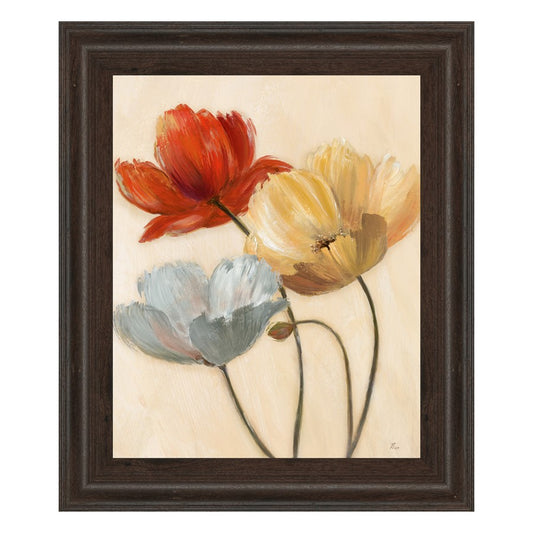 Classy Living Poppy Palette II 22x26in Wall Art | Traditional Botanical Print in Cinnamon Mocha MDF Frame | Living Room & Bedroom Decor | 1 x | Model 4815
