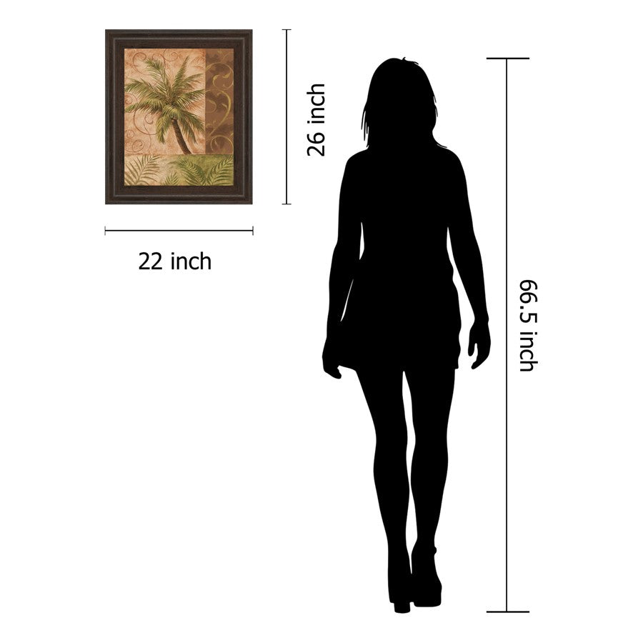 Classy Living Tropical Palm Wall Art 22x26in | Contemporary Paper Print in Cinnamon Mocha MDF Frame | Living Room & Office Decor | 22 x 26 x | Model 4821