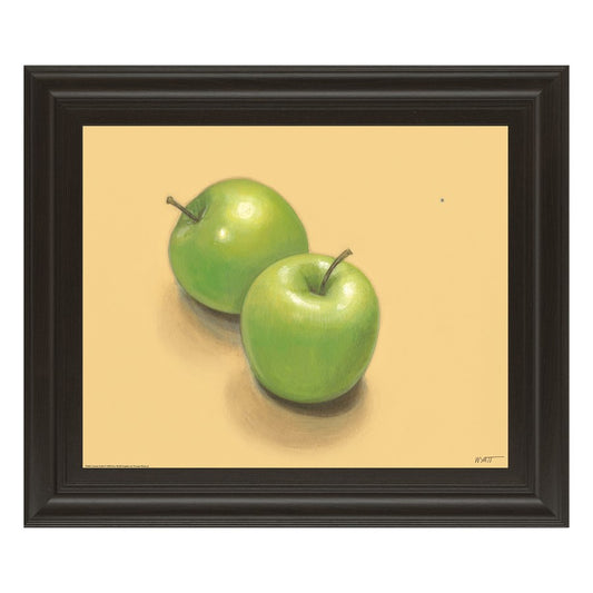Classy Living Fresh Green Apples Wall Art 26x22in | Contemporary Graphic Art on Paper in Dark Chocolate MDF Frame | Kitchen & Dining Room | Model 4838