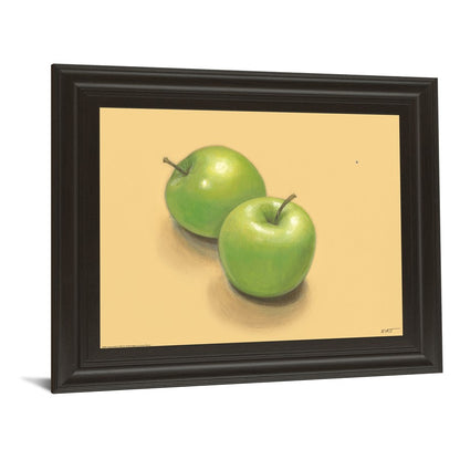 Classy Living Fresh Green Apples Wall Art 26x22in | Contemporary Graphic Art on Paper in Dark Chocolate MDF Frame | Kitchen & Dining Room | Model 4838