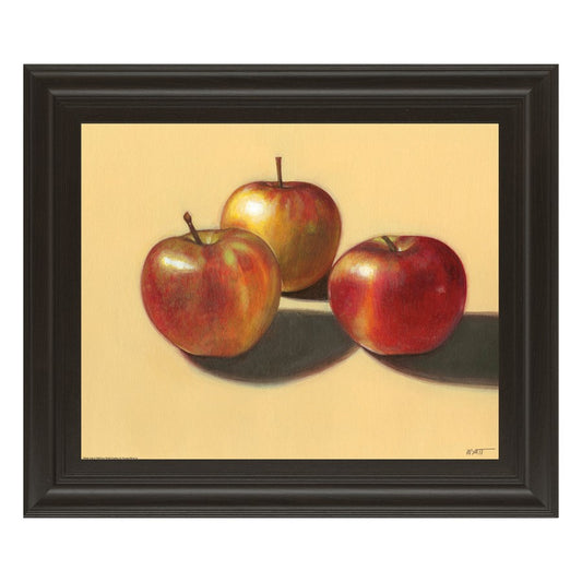 Classy Living Luminous Apples Wall Art 26x22in | Contemporary Multicolor Paper Art in Dark Chocolate MDF Frame | Kitchen & Dining Room Decor | Model 4839