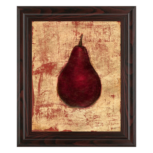 Classy Living Crimson Pear Wall Art 22x26in | Traditional Still Life in Cinnamon Mocha Frame | Living Room & Dining Room Decor | 1 x 22 x 26 | Model 4841