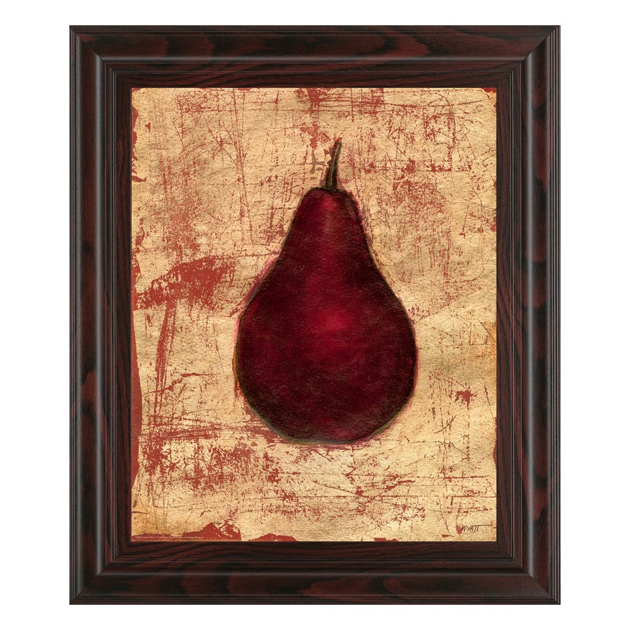 Classy Living Crimson Pear Wall Art 22x26in | Traditional Still Life in Cinnamon Mocha Frame | Living Room & Dining Room Decor | 1 x 22 x 26 | Model 4841