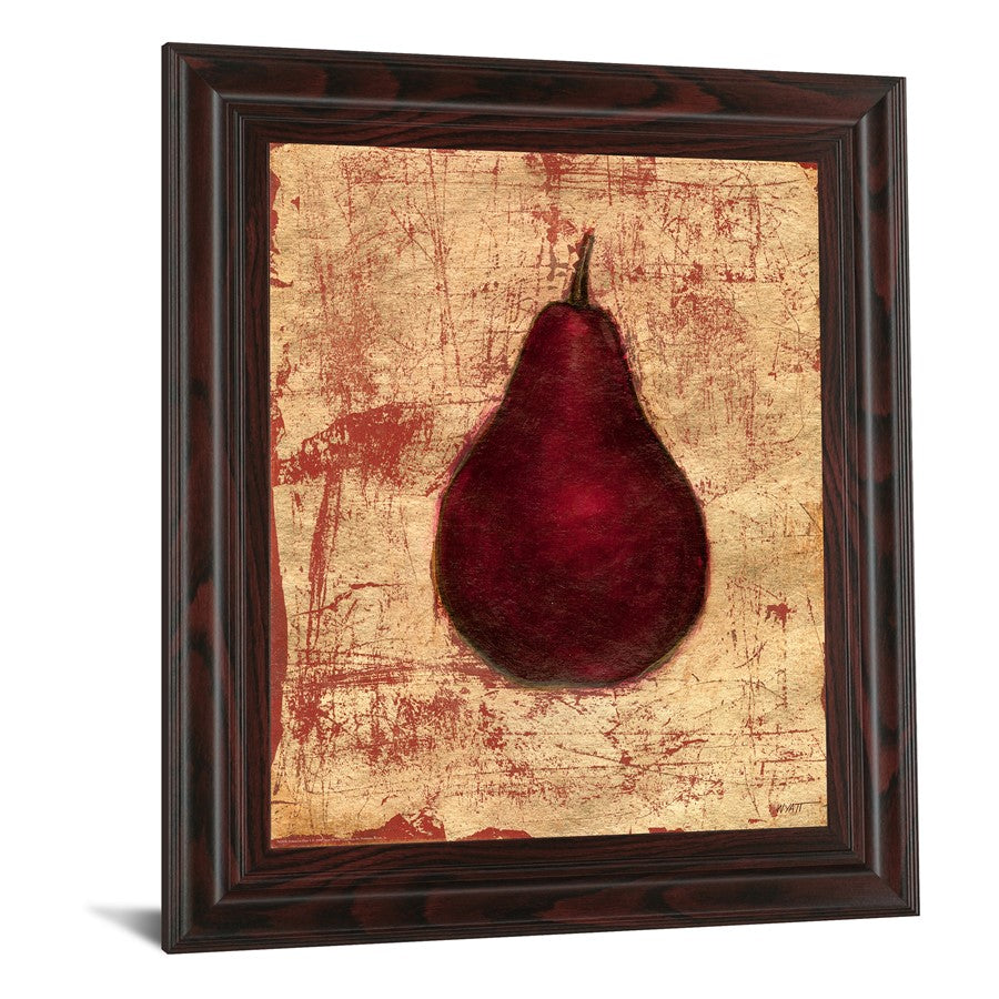 Classy Living Crimson Pear Wall Art 22x26in | Traditional Still Life in Cinnamon Mocha Frame | Living Room & Dining Room Decor | 1 x 22 x 26 | Model 4841