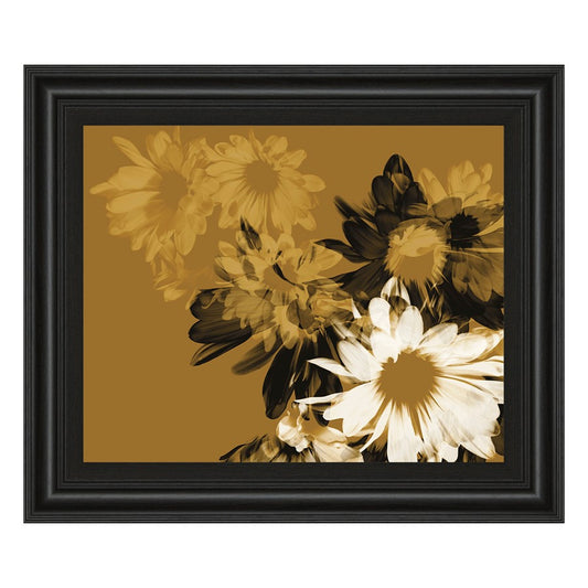 Classy Living Golden Bloom II 26x22in Wall Art | Contemporary Multicolor Botanical on Midnight Aura Frame | Living Room & Bedroom Decor | 1 x | Model 4844