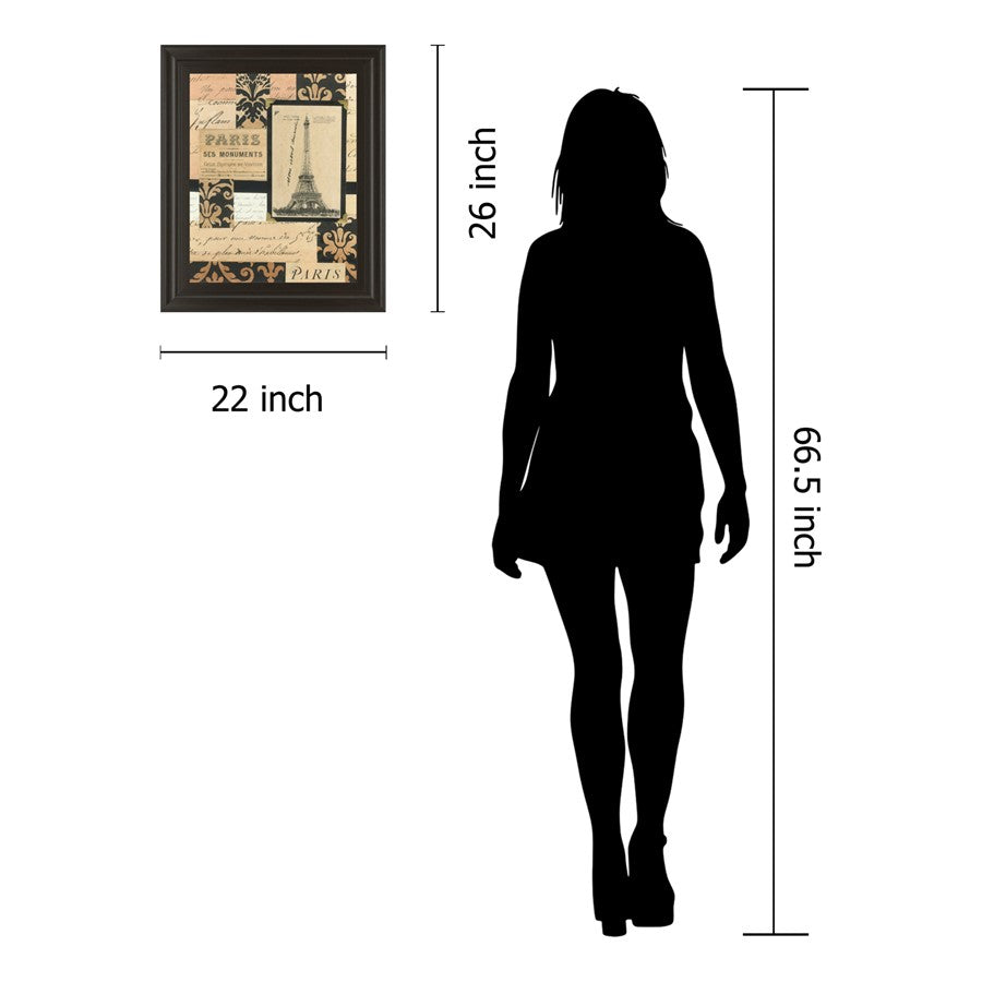 Classy Living Paris Elegance 22x26in Wall Art | Contemporary Dark Chocolate MDF Frame with Glass | Living Room & Office Decor | 22 x 26 x 1 in | Model 4848