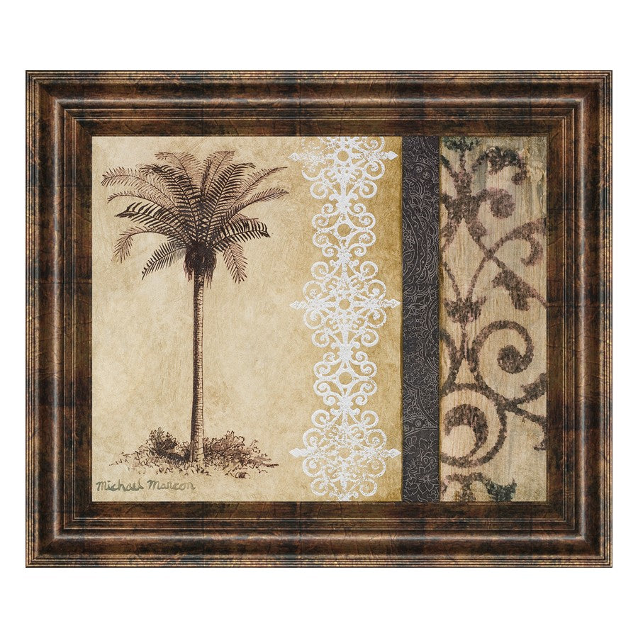Classy Living Serene Palm II 26x22in Wall Art | Contemporary Framed Graphic Art in Dark Chocolate MDF Frame | Living Room & Bedroom Botanical | Model 4880
