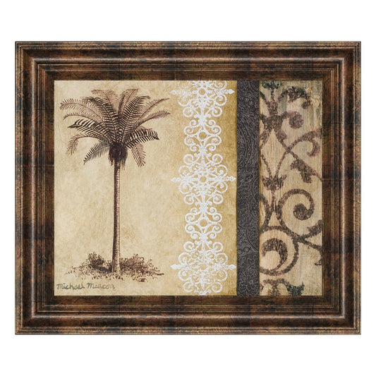 Classy Living Serene Palm II 26x22in Wall Art | Contemporary Framed Graphic Art in Dark Chocolate MDF Frame | Living Room & Bedroom Botanical | Model 4880