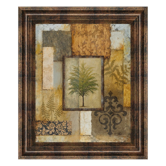 Classy Living Tree Patchwork Wall Art 22x26in | Traditional Multicolor Paper on MDF in Dark Chocolate Frame | Living Room & Office Decor | 22 | Model 4884