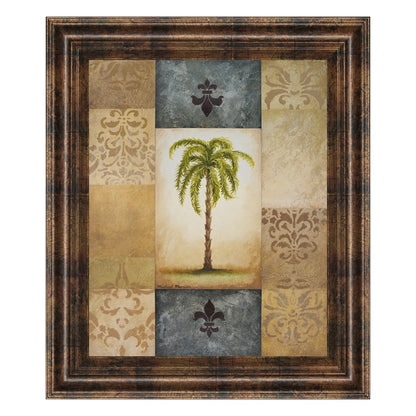Classy Living Stately Palm Mosaic Wall Art 22x26in | Contemporary Botanical Print in Dark Chocolate MDF Frame | Living Room & Office Decor | Model 4888