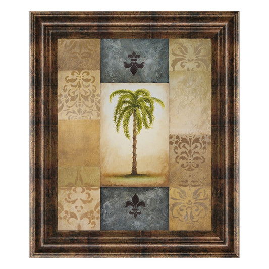 Classy Living Stately Palm Mosaic Wall Art 22x26in | Contemporary Botanical Print in Dark Chocolate MDF Frame | Living Room & Office Decor | Model 4888