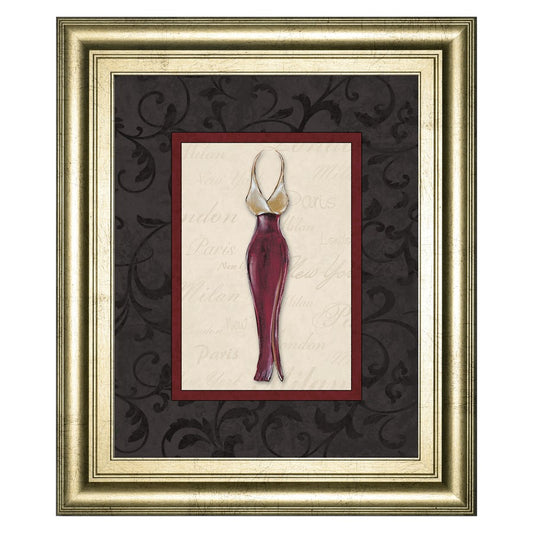 Classy Living Elegant Dress Silhouette Wall Art 22x26in | Contemporary Gilded Radiance Frame | Living Room & Bedroom Fashion Accent | 22 x 26 | Model 4900