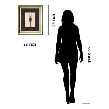 Classy Living Elegant Dress Silhouette Wall Art 22x26in | Contemporary Gilded Radiance Frame | Living Room & Bedroom Fashion Accent | 22 x 26 | Model 4900