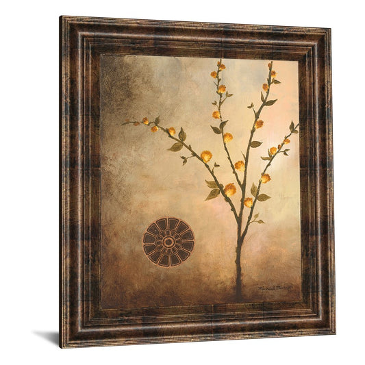 Classy Living Golden Stem Wall Art 22x26in | Contemporary Mixed Media on Paper in Dark Chocolate MDF Frame | Living Room & Bedroom Decor | 1 | Model 4902