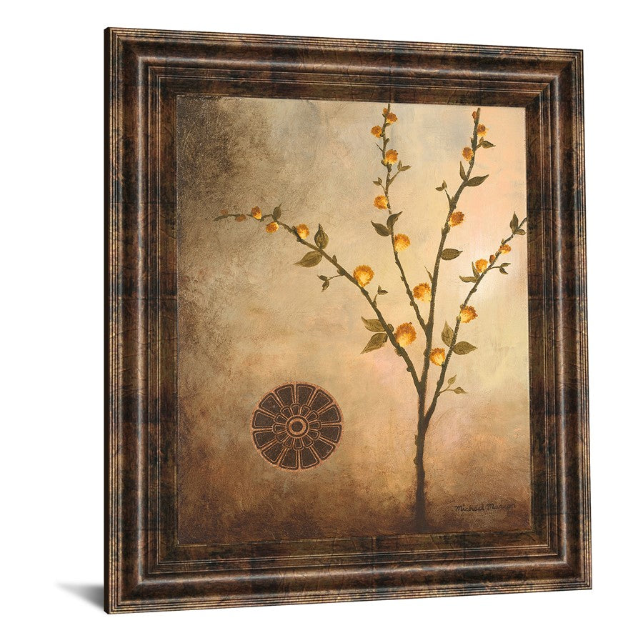 Classy Living Golden Stem Wall Art 22x26in | Contemporary Mixed Media on Paper in Dark Chocolate MDF Frame | Living Room & Bedroom Decor | 1 | Model 4902
