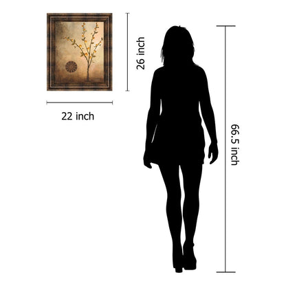 Classy Living Golden Stem Wall Art 22x26in | Contemporary Mixed Media on Paper in Dark Chocolate MDF Frame | Living Room & Bedroom Decor | 1 | Model 4902