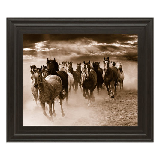 Classy Living Wild Herd Run Wall Art 26x22in | Rustic Lodge Dark Chocolate MDF Frame | Living Room & Office Decor | 26 x 22 x 1 in | Model 4910