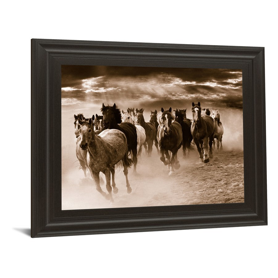 Classy Living Wild Herd Run Wall Art 26x22in | Rustic Lodge Dark Chocolate MDF Frame | Living Room & Office Decor | 26 x 22 x 1 in | Model 4910