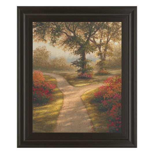 Classy Living Garden Pathway Wall Art 22x26in | Transitional Mixed Media on Paper in Dark Chocolate MDF Frame | Living Room & Office Decor | Model 4945