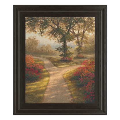 Classy Living Garden Pathway Wall Art 22x26in | Transitional Mixed Media on Paper in Dark Chocolate MDF Frame | Living Room & Office Decor | Model 4945