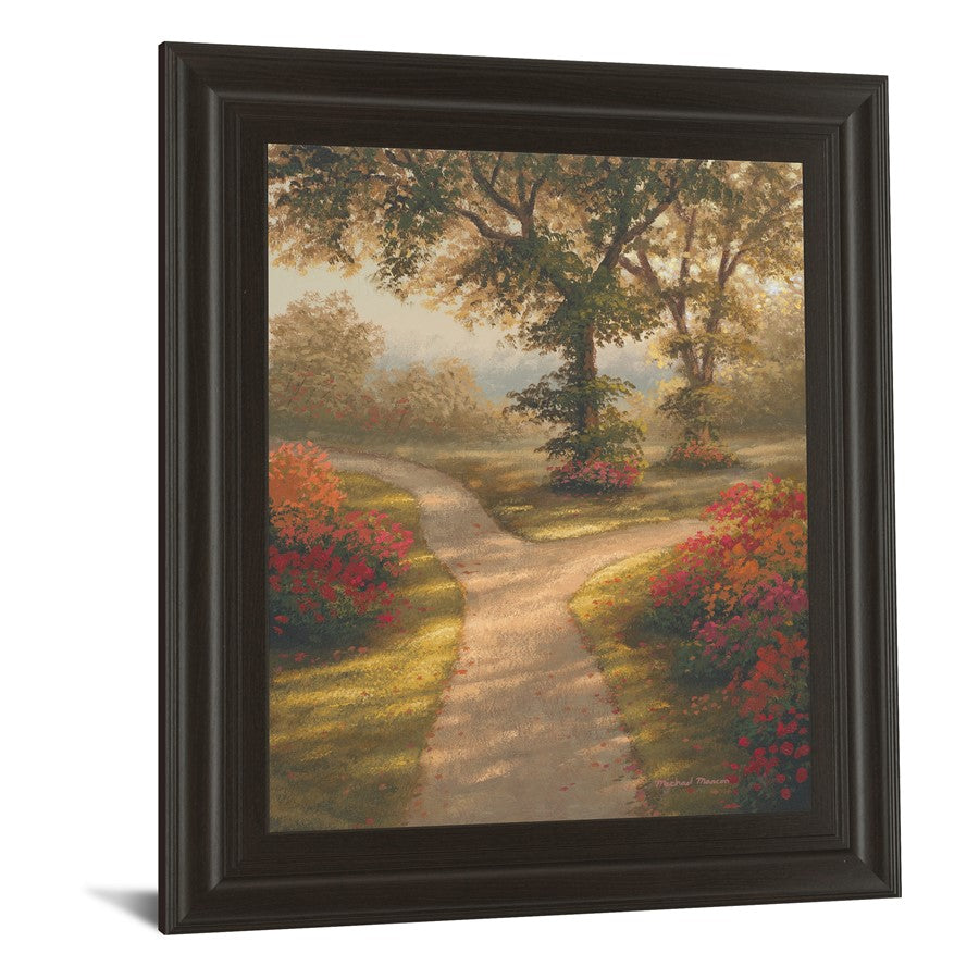 Classy Living Garden Pathway Wall Art 22x26in | Transitional Mixed Media on Paper in Dark Chocolate MDF Frame | Living Room & Office Decor | Model 4945