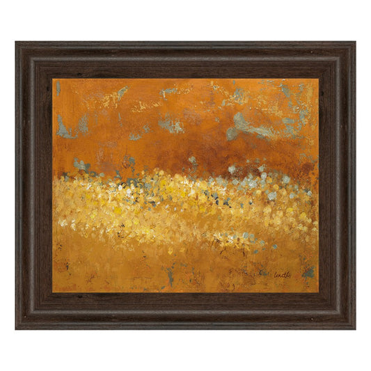Classy Living Golden Meadow Wall Art 26x22in | Contemporary Botanical Landscape in Cinnamon Mocha Frame | Living Room & Bedroom Decor | 1 x | Model 4963