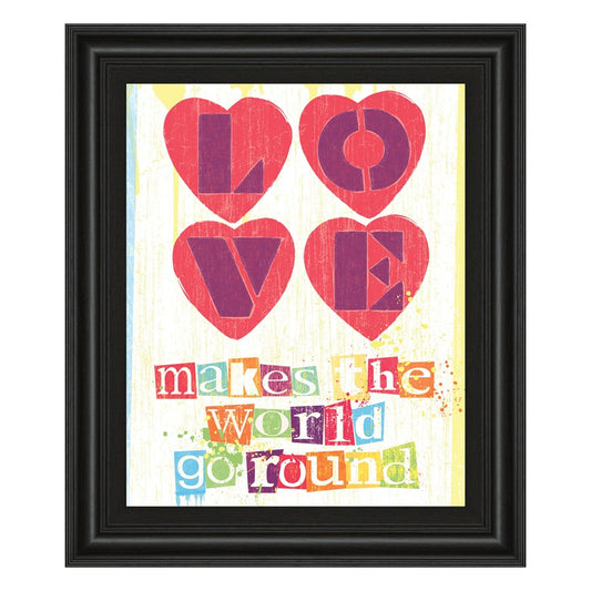 Classy Living Love Makes World Wall Art 22x26in | Contemporary Multicolor Paper Art in Midnight Aura MDF Frame | Living Room & Bedroom | Model 4968